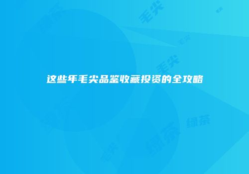 这些年毛尖品鉴收藏投资的全攻略