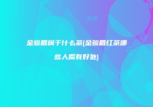 金骏眉属于什么茶(金骏眉红茶哪些人喝有好处)
