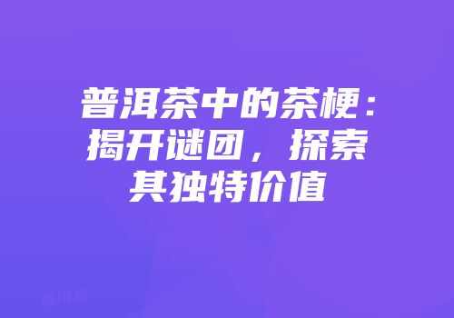 普洱茶中的茶梗：揭开谜团，探索其独特价值