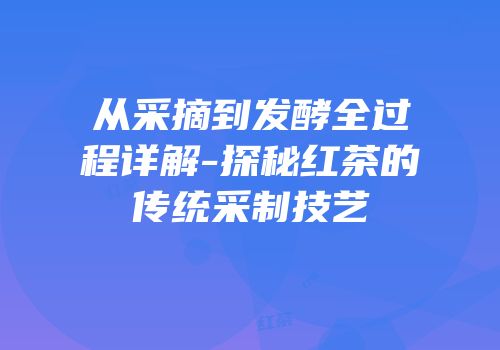 从采摘到发酵全过程详解-探秘红茶的传统采制技艺