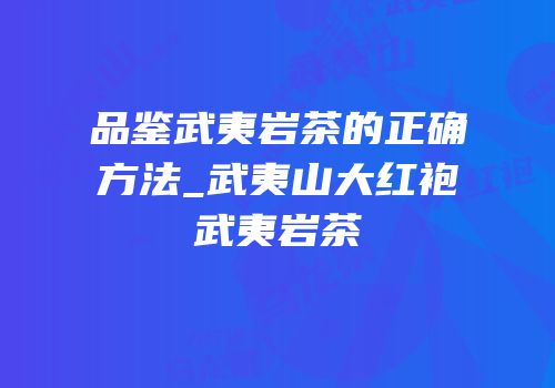 品鉴武夷岩茶的正确方法_武夷山大红袍武夷岩茶