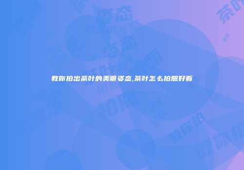 教你拍出茶叶的美丽姿态,茶叶怎么拍照好看