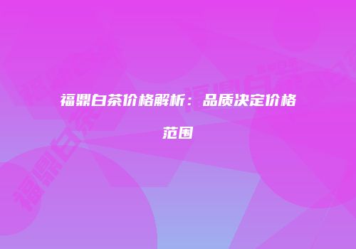 福鼎白茶价格解析：品质决定价格范围