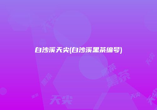 白沙溪天尖(白沙溪黑茶编号)