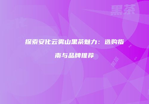 探索安化云雾山黑茶魅力：选购指南与品牌推荐