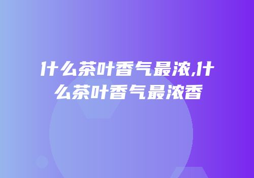 什么茶叶香气最浓,什么茶叶香气最浓香