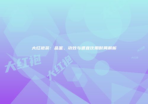 大红袍茶：品鉴、功效与适宜饮用时间解析