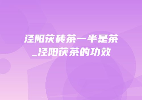 泾阳茯砖茶一半是茶_泾阳茯茶的功效