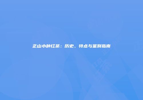 正山小种红茶：历史、特点与鉴别指南