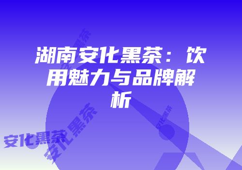 湖南安化黑茶：饮用魅力与品牌解析
