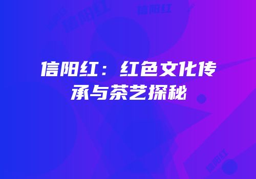 信阳红：红色文化传承与茶艺探秘