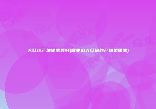 大红袍产地哪里最好(武夷山大红袍的产地是哪里)