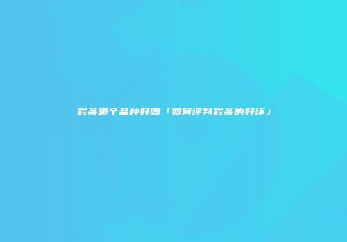 岩茶哪个品种好喝「如何评判岩茶的好坏」