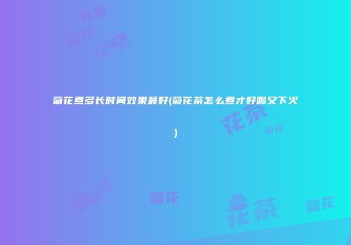 菊花煮多长时间效果最好(菊花茶怎么煮才好喝又下火)