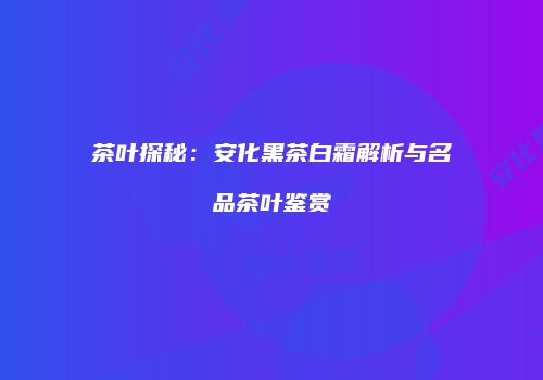 茶叶探秘：安化黑茶白霜解析与名品茶叶鉴赏