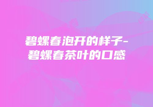碧螺春泡开的样子-碧螺春茶叶的口感
