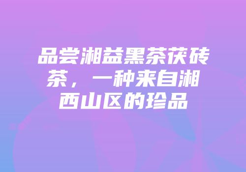 品尝湘益黑茶茯砖茶，一种来自湘西山区的珍品