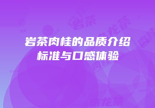 岩茶肉桂的品质介绍标准与口感体验