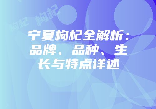 宁夏枸杞全解析：品牌、品种、生长与特点详述