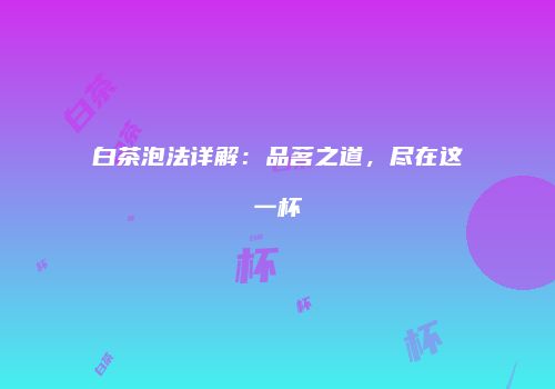 白茶泡法详解：品茗之道，尽在这一杯