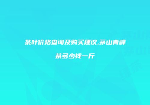 茶叶价格查询及购买建议,茅山青峰茶多少钱一斤