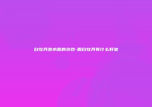 白牡丹泡水喝的功效-喝白牡丹有什么好处