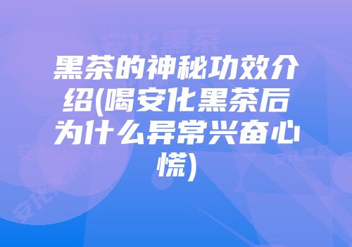 黑茶的神秘功效介绍(喝安化黑茶后为什么异常兴奋心慌)