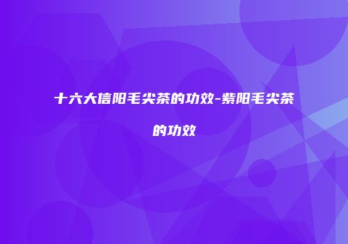 十六大信阳毛尖茶的功效-紫阳毛尖茶的功效