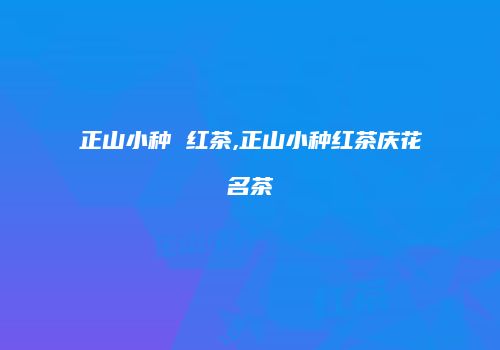 正山小种 红茶,正山小种红茶庆花名茶