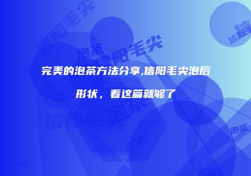 完美的泡茶方法分享,信阳毛尖泡后形状，看这篇就够了