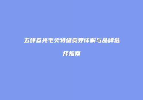 五峰春光毛尖特级贡芽详解与品牌选择指南