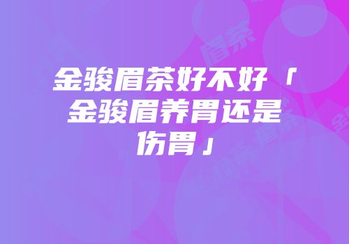 金骏眉茶好不好「金骏眉养胃还是伤胃」