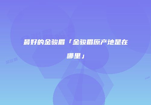 最好的金骏眉「金骏眉原产地是在哪里」