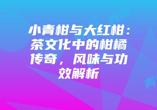 小青柑与大红柑：茶文化中的柑橘传奇，风味与功效解析