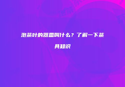 泡茶叶的器皿叫什么？了解一下茶具知识