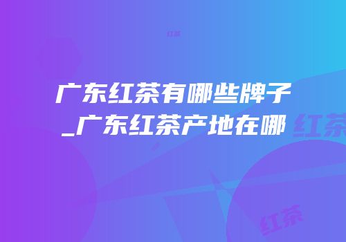 广东红茶有哪些牌子_广东红茶产地在哪