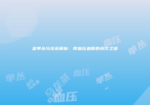 金单丛乌龙茶解析：降血压血脂的茶饮之道