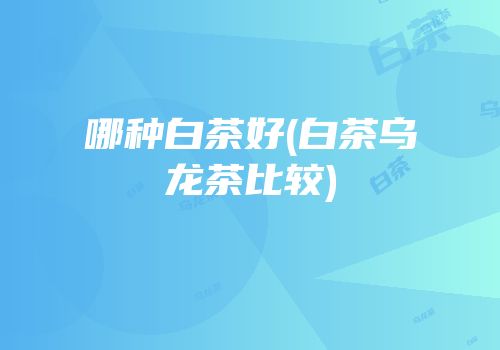 哪种白茶好(白茶乌龙茶比较)