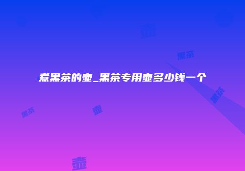 煮黑茶的壶_黑茶专用壶多少钱一个
