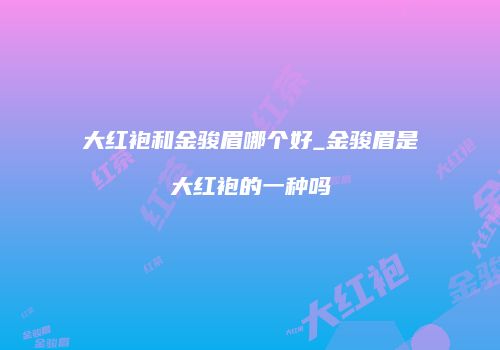 大红袍和金骏眉哪个好_金骏眉是大红袍的一种吗