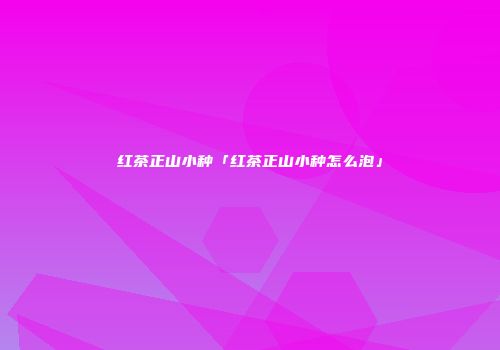 红茶正山小种「红茶正山小种怎么泡」
