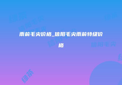 雨前毛尖价格_信阳毛尖雨前特级价格
