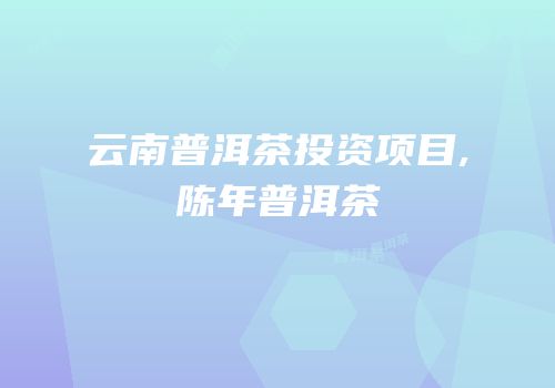 云南普洱茶投资项目,陈年普洱茶