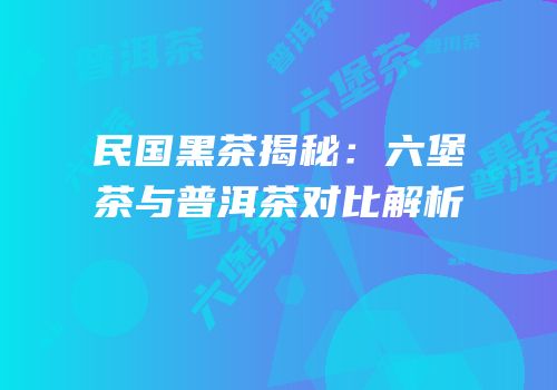民国黑茶揭秘：六堡茶与普洱茶对比解析