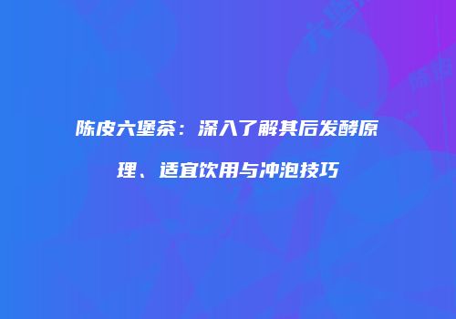 陈皮六堡茶：深入了解其后发酵原理、适宜饮用与冲泡技巧