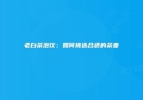 老白茶泡饮：如何挑选合适的茶壶