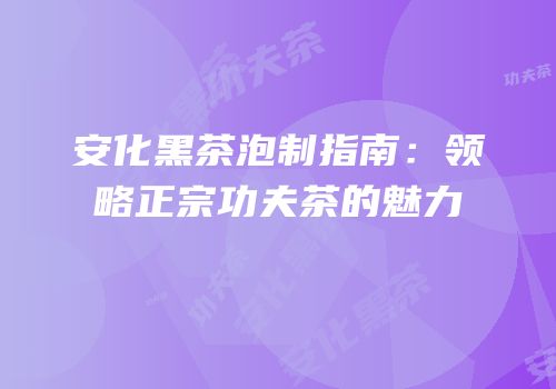 安化黑茶泡制指南：领略正宗功夫茶的魅力