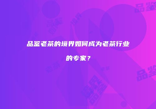品鉴老茶的境界如何成为老茶行业的专家？
