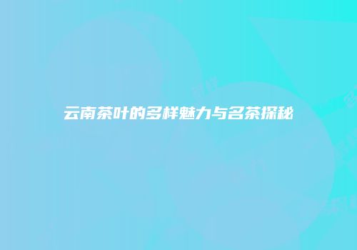云南茶叶的多样魅力与名茶探秘