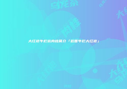 大红袍牛栏坑肉桂简介「岩香牛栏大红袍」
